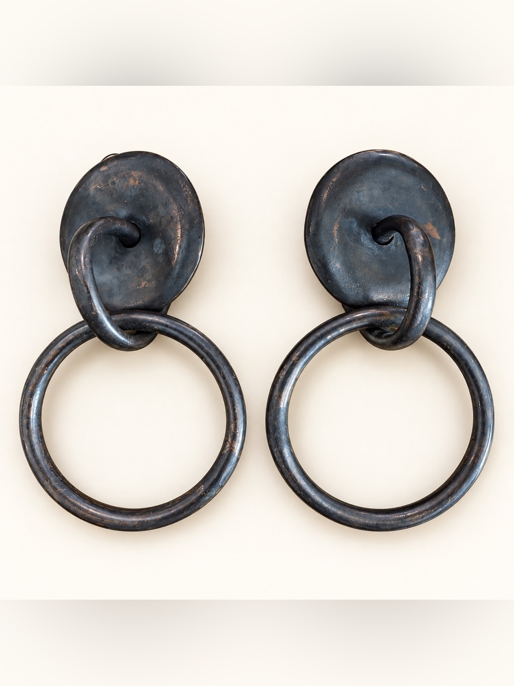 Rare Signed MONIES Sculptural Hoop Clip Earrings